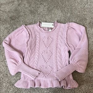 Loveshackfancy pink heart sweater. NWT
